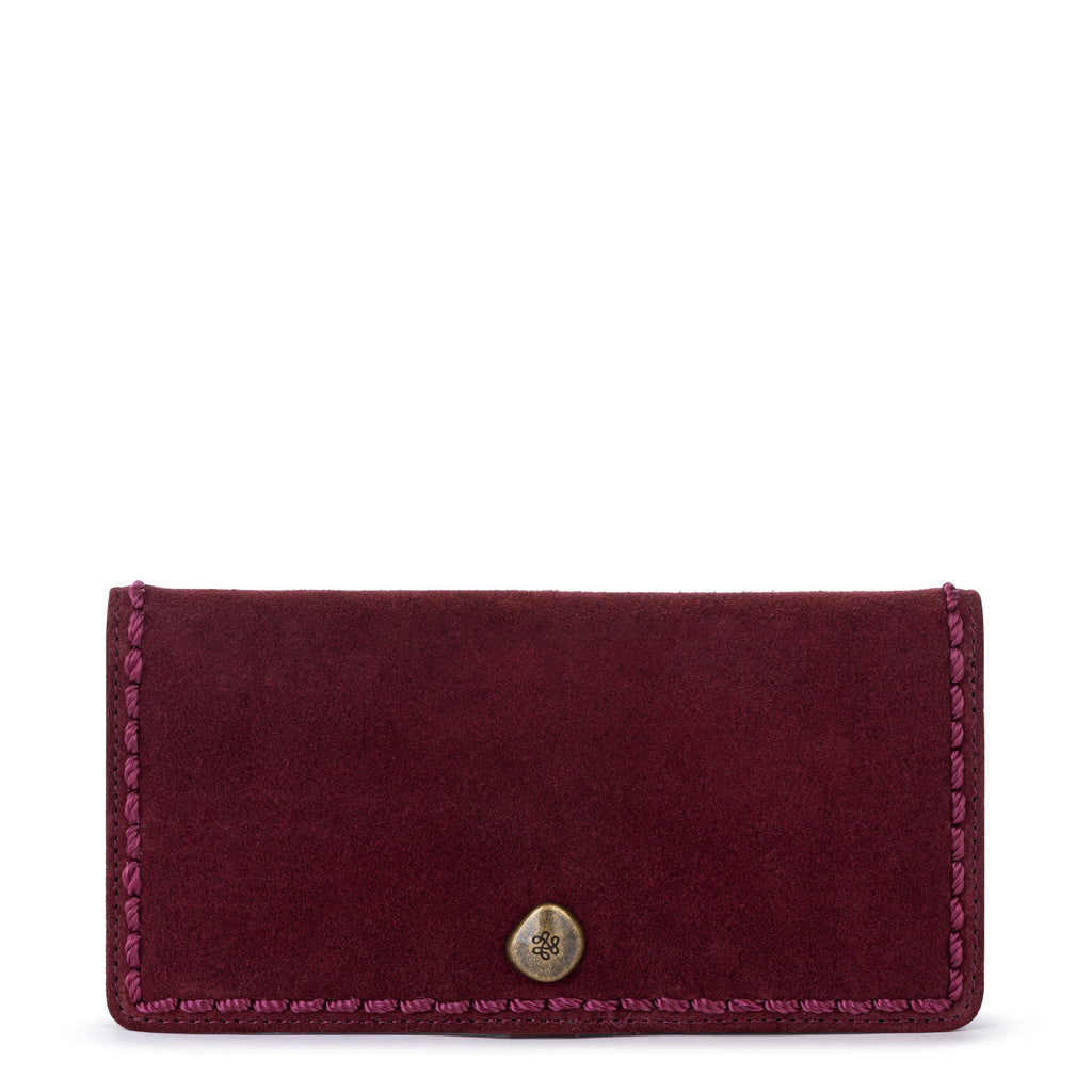 The Sak Mira Large Wallet - Leather - Black Cherry Suede