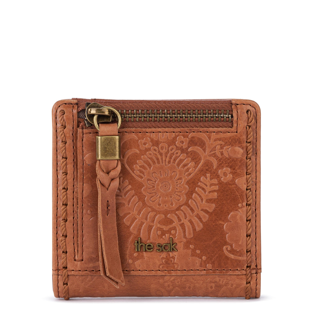 The Sak Mira Small Wallet - Leather - Tobacco Floral Embossed