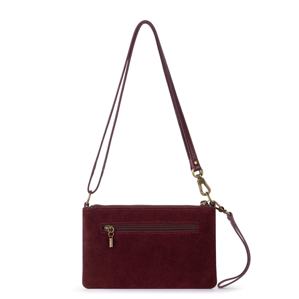 The Sak Vita Convertible Wristlet - Leather - Black Cherry Suede