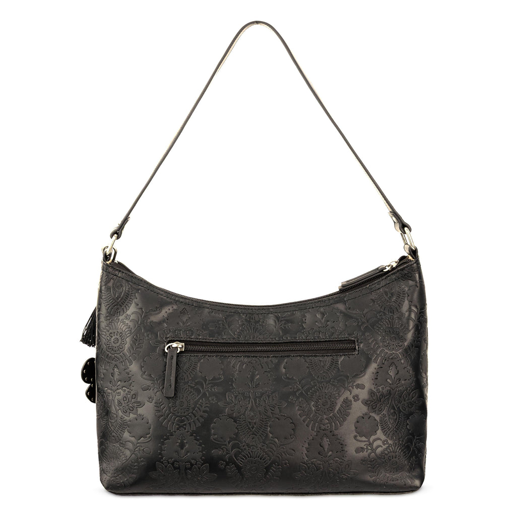 Sakroots Banyan Hobo - Vegan Leather - Black Floral Embossed