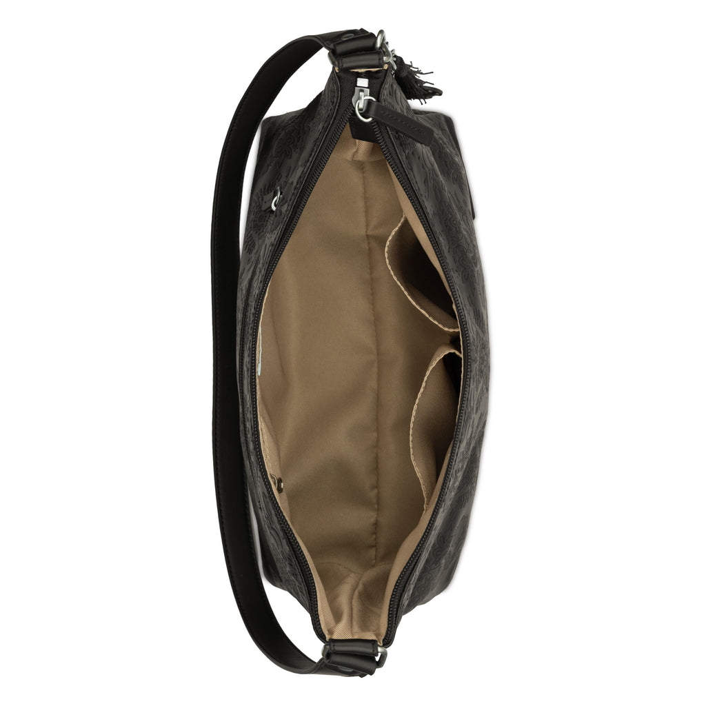 Sakroots Banyan Hobo - Vegan Leather - Black Floral Embossed