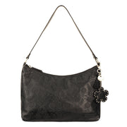 Banyan Hobo - Vegan Leather - Black Floral Embossed
