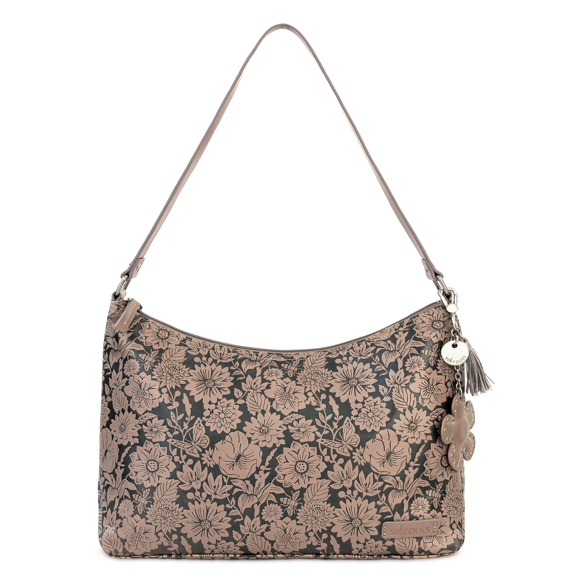 Sakroots Banyan Hobo - Vegan Leather - Mushroom In Bloom Embossed