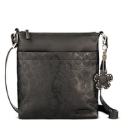 Banyan Basic Crossbody - Vegan Leather - Black Floral Embossed