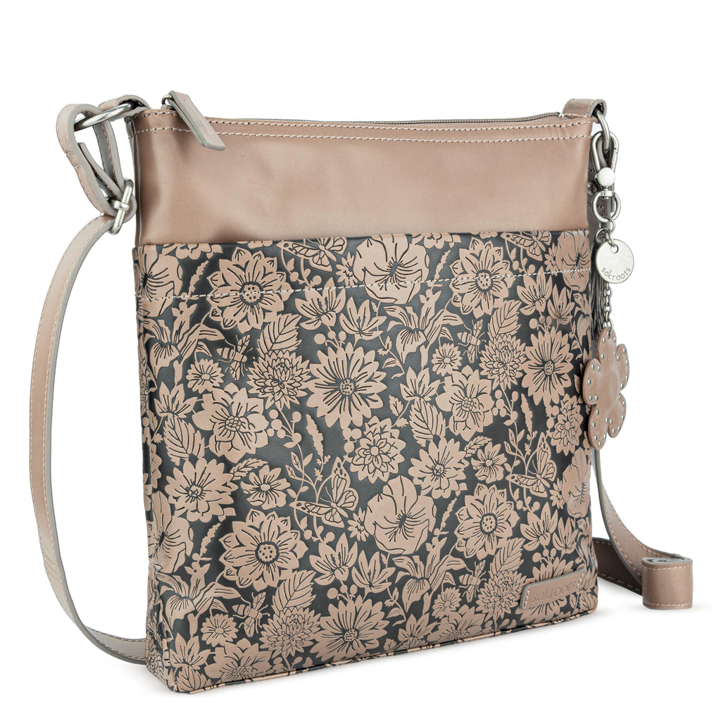 Sakroots Banyan Basic Crossbody - Vegan Leather - Mushroom In Bloom Embossed