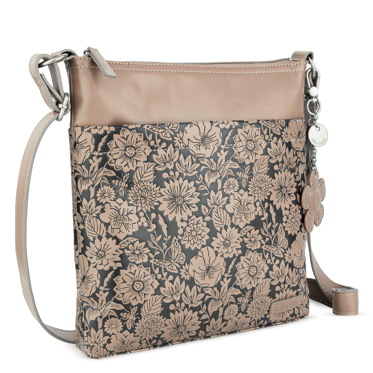 Sakroots Banyan Basic Crossbody - Vegan Leather - Mushroom In Bloom Embossed
