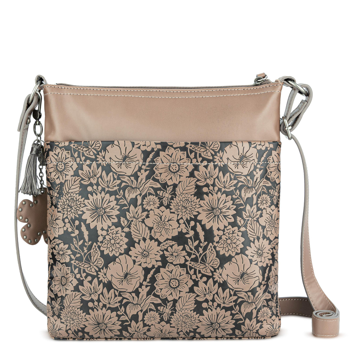 Sakroots Banyan Basic Crossbody - Vegan Leather - Mushroom In Bloom Embossed