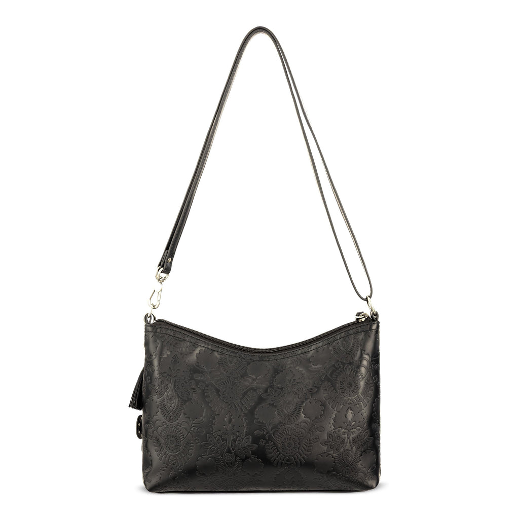 Sakroots Lumi Crossbody - EcoTwill - Black Floral Embossed