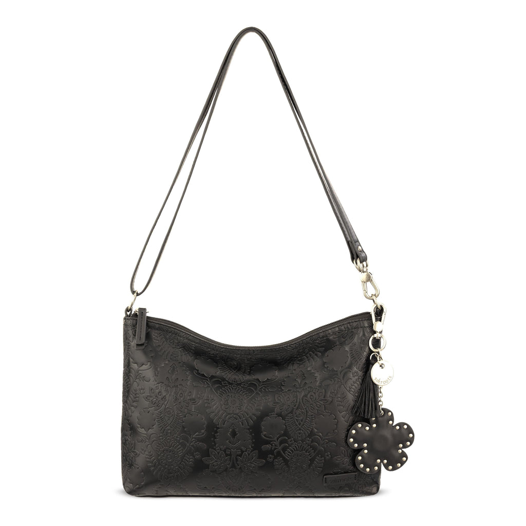 Sakroots Lumi Crossbody - EcoTwill - Black Floral Embossed