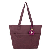 Banyan Shoulder Tote - EcoTwill - Black Cherry Flower Blossom Quilted