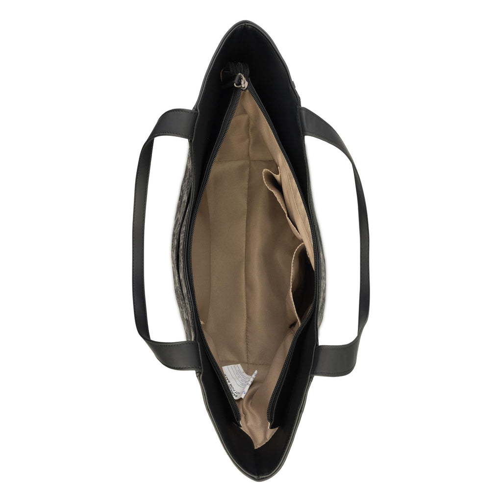 Sakroots Roma Large Tote - Vegan Leather - Black Floral Embossed