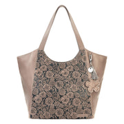 Roma Large Tote - Vegan Leather - Mushroom In Bloom Embossed
