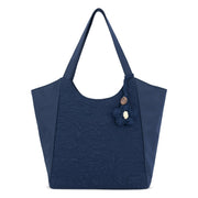 Roma Large Tote - EcoTwill - Navy Flower Blossom Quilted