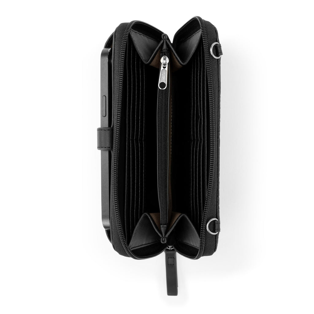Sakroots Smartphone Wallet - EcoTwill - Black Floral Embossed