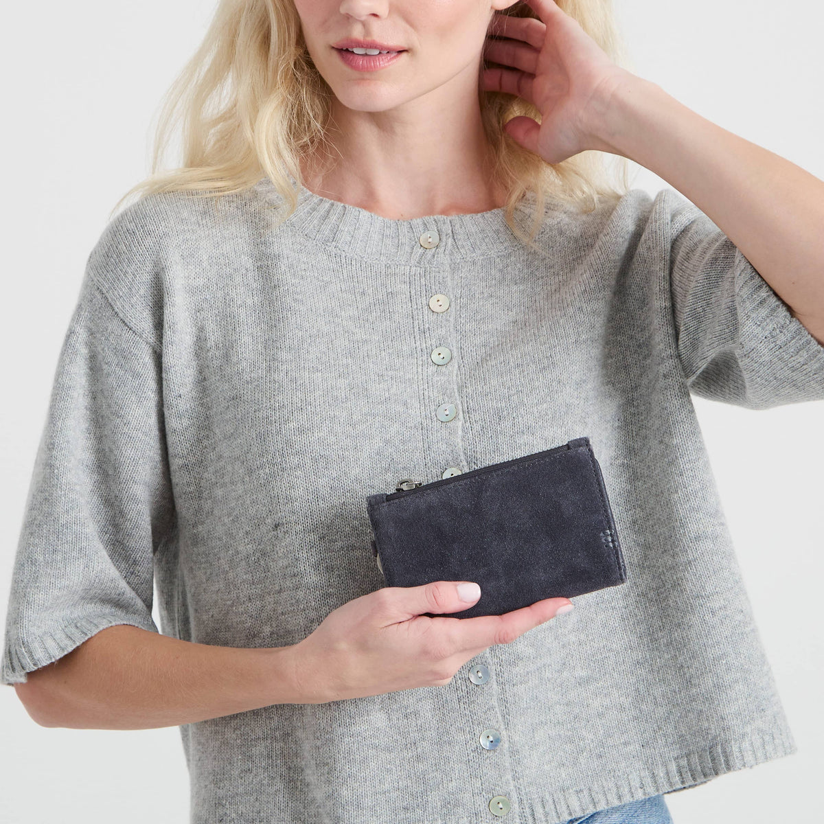 The Sak Encino Essential Wallet - Leather - Storm Grey Suede