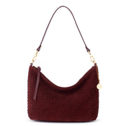 Juniper Small Hobo - Leather - Black Cherry Suede Woven