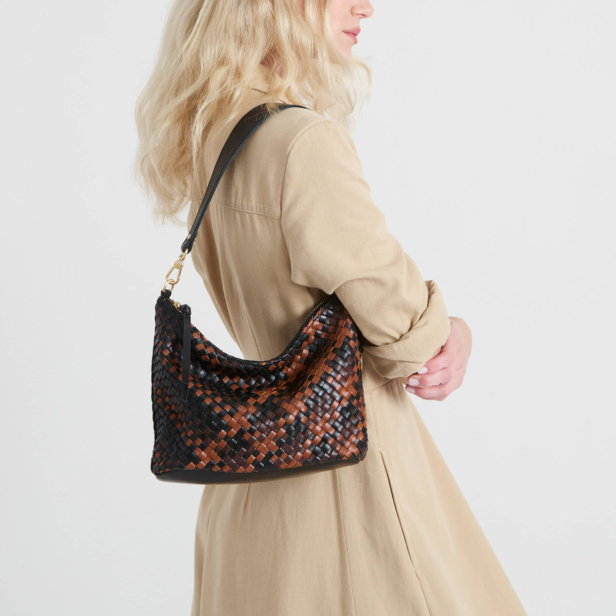 The Sak Juniper Small Hobo - Leather - Espresso Woven