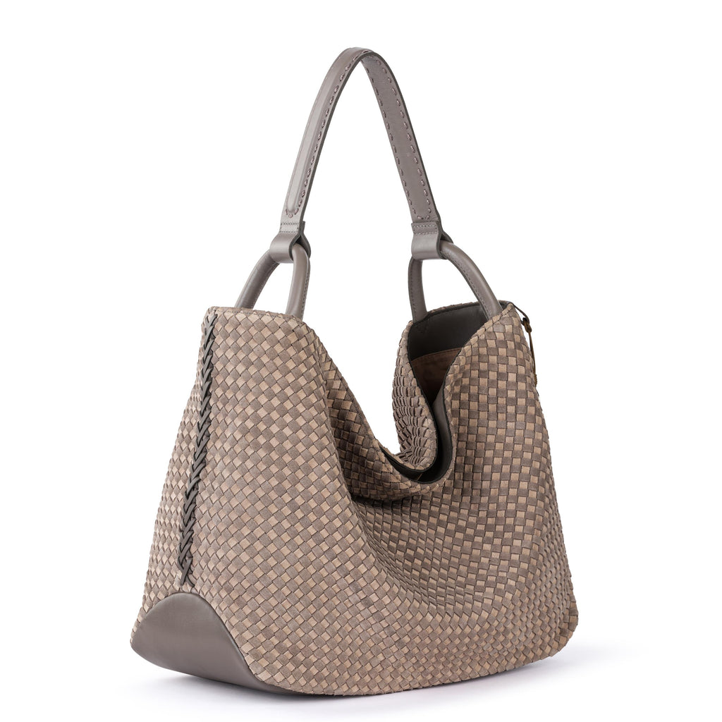 The Sak Los Feliz Large Tote - Leather - Mushroom Sand Suede Woven