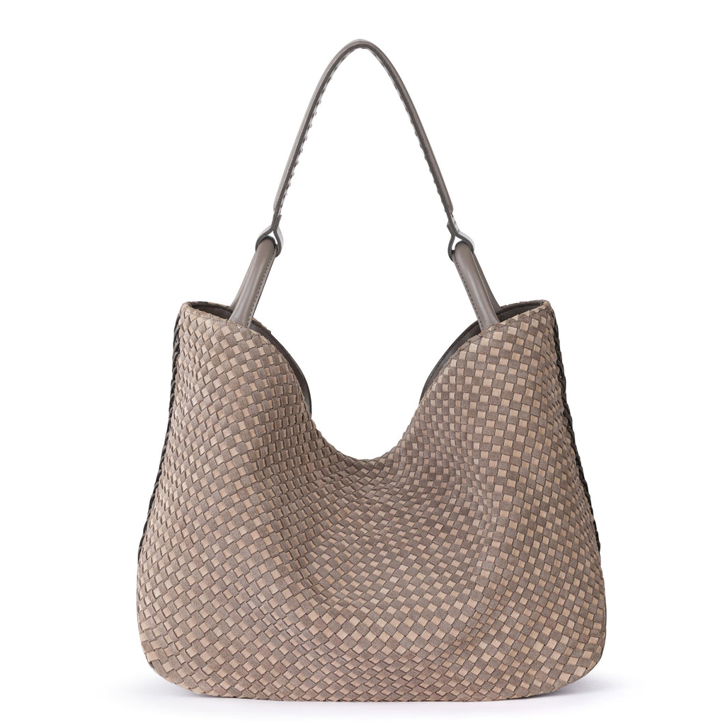 The Sak Los Feliz Large Tote - Leather - Mushroom Sand Suede Woven