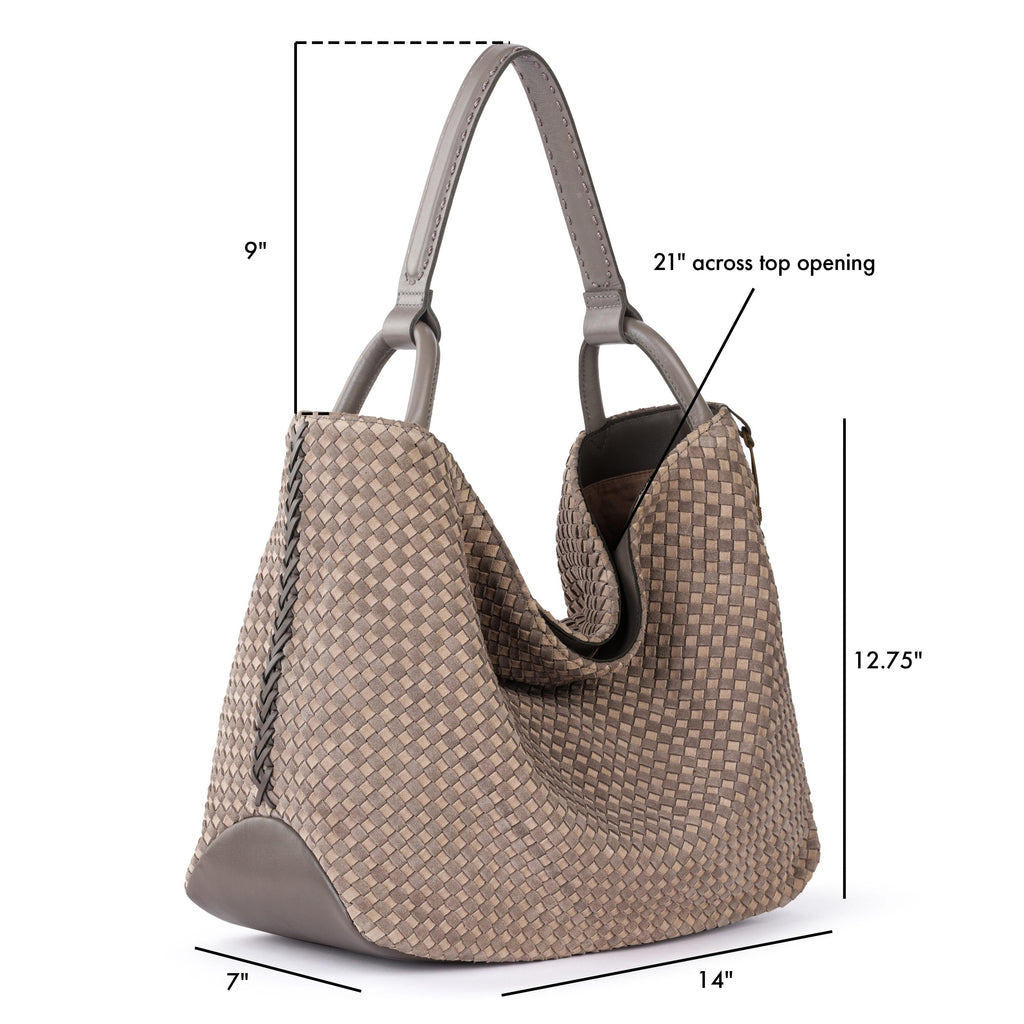 The Sak Los Feliz Large Tote - Leather - Mushroom Sand Suede Woven