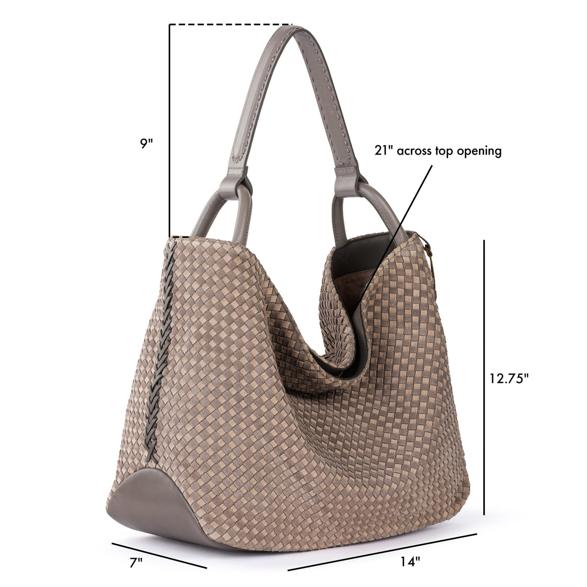 The Sak Los Feliz Large Tote - Leather - Mushroom Sand Suede Woven