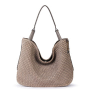 Los Feliz Large Tote - Leather - Mushroom Sand Suede Woven