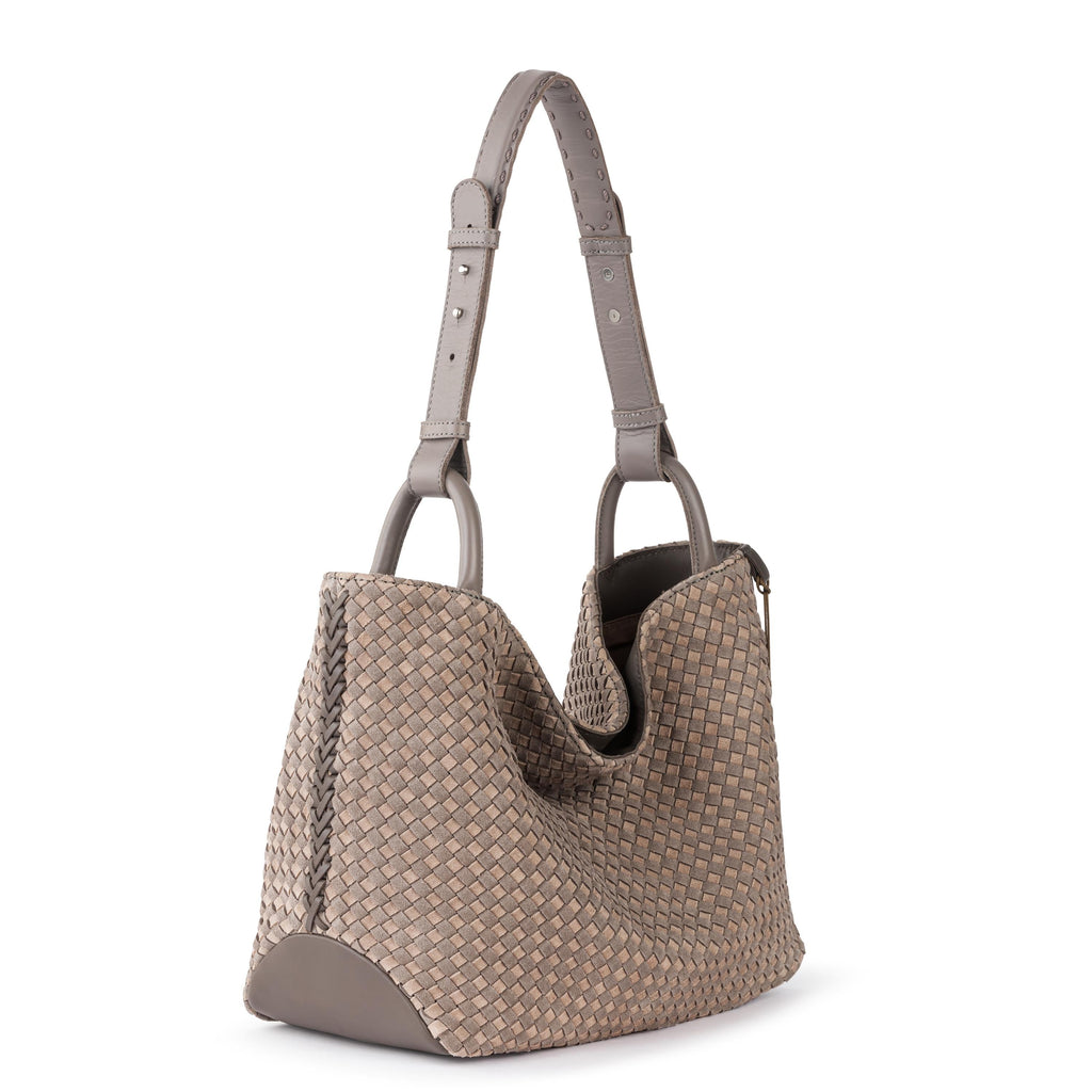 The Sak Los Feliz Medium Tote - Leather - Mushroom Sand Suede Woven