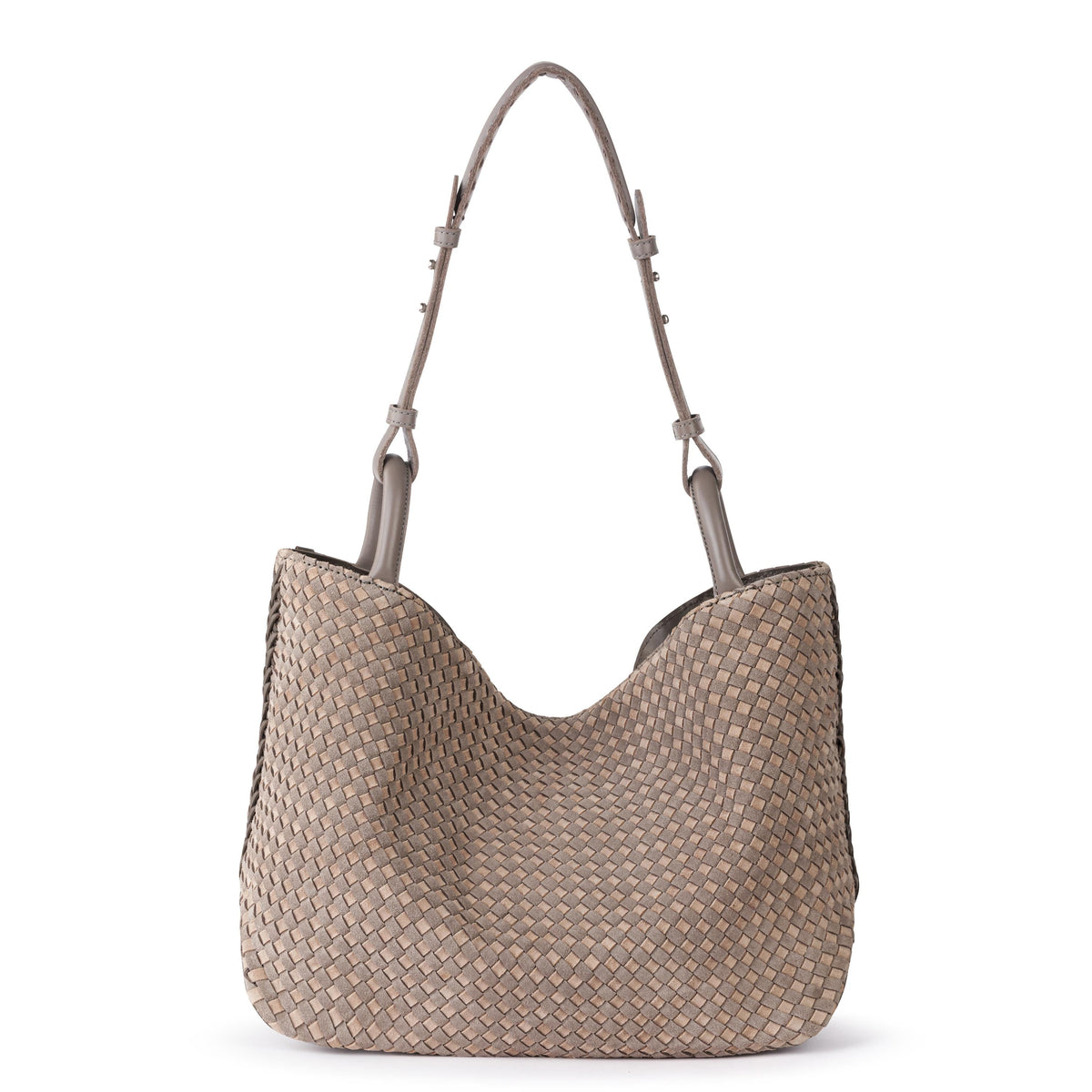 The Sak Los Feliz Medium Tote - Leather - Mushroom Sand Suede Woven