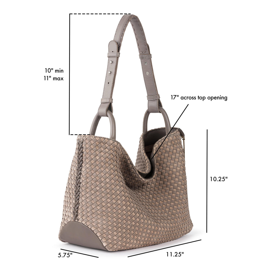The Sak Los Feliz Medium Tote - Leather - Mushroom Sand Suede Woven