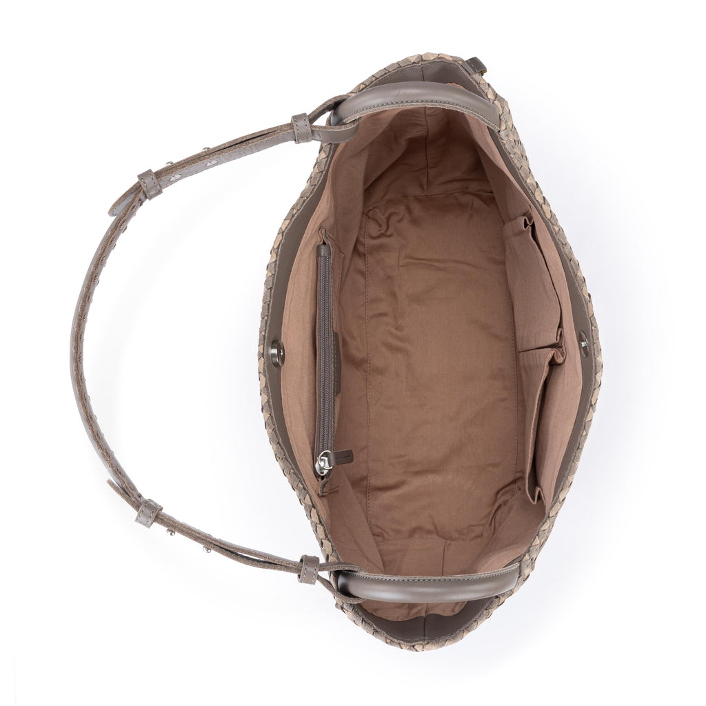 The Sak Los Feliz Medium Tote - Leather - Mushroom Sand Suede Woven