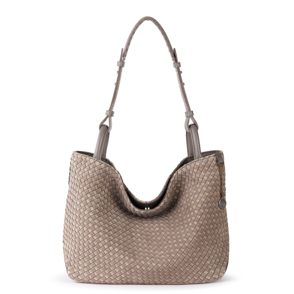 The Sak Los Feliz Medium Tote - Leather - Mushroom Sand Suede Woven
