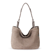 Los Feliz Medium Tote - Leather - Mushroom Sand Suede Woven