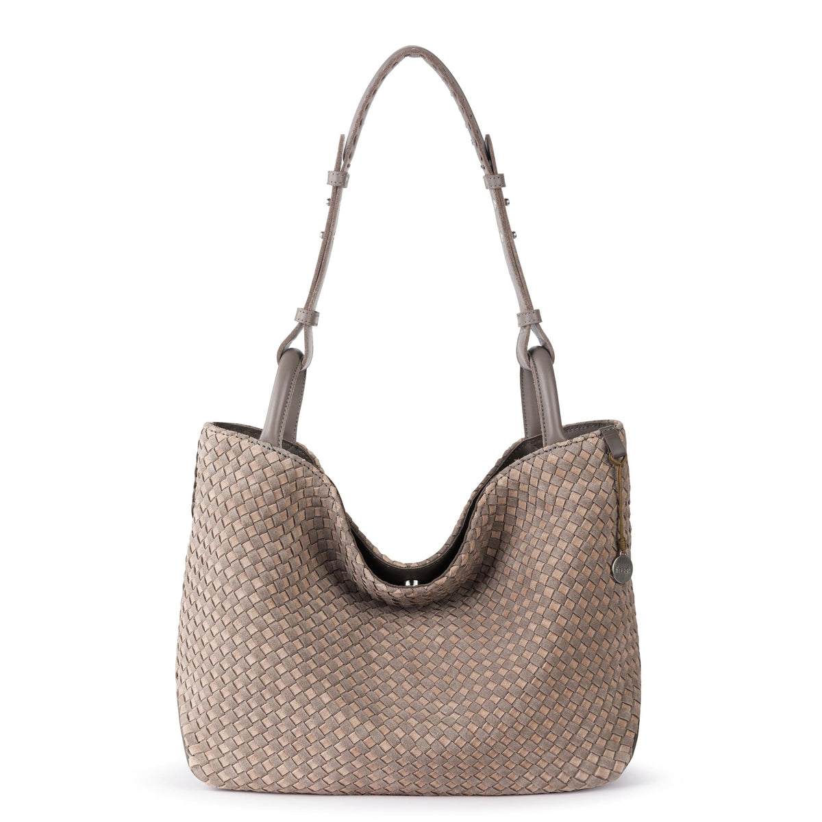 The Sak Los Feliz Medium Tote - Leather - Mushroom Sand Suede Woven