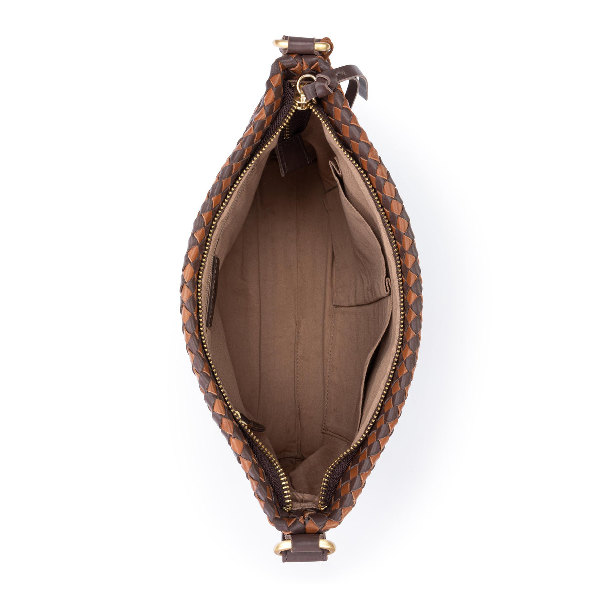 The Sak Melrose Crossbody - Leather - Mahogany Cognac Woven