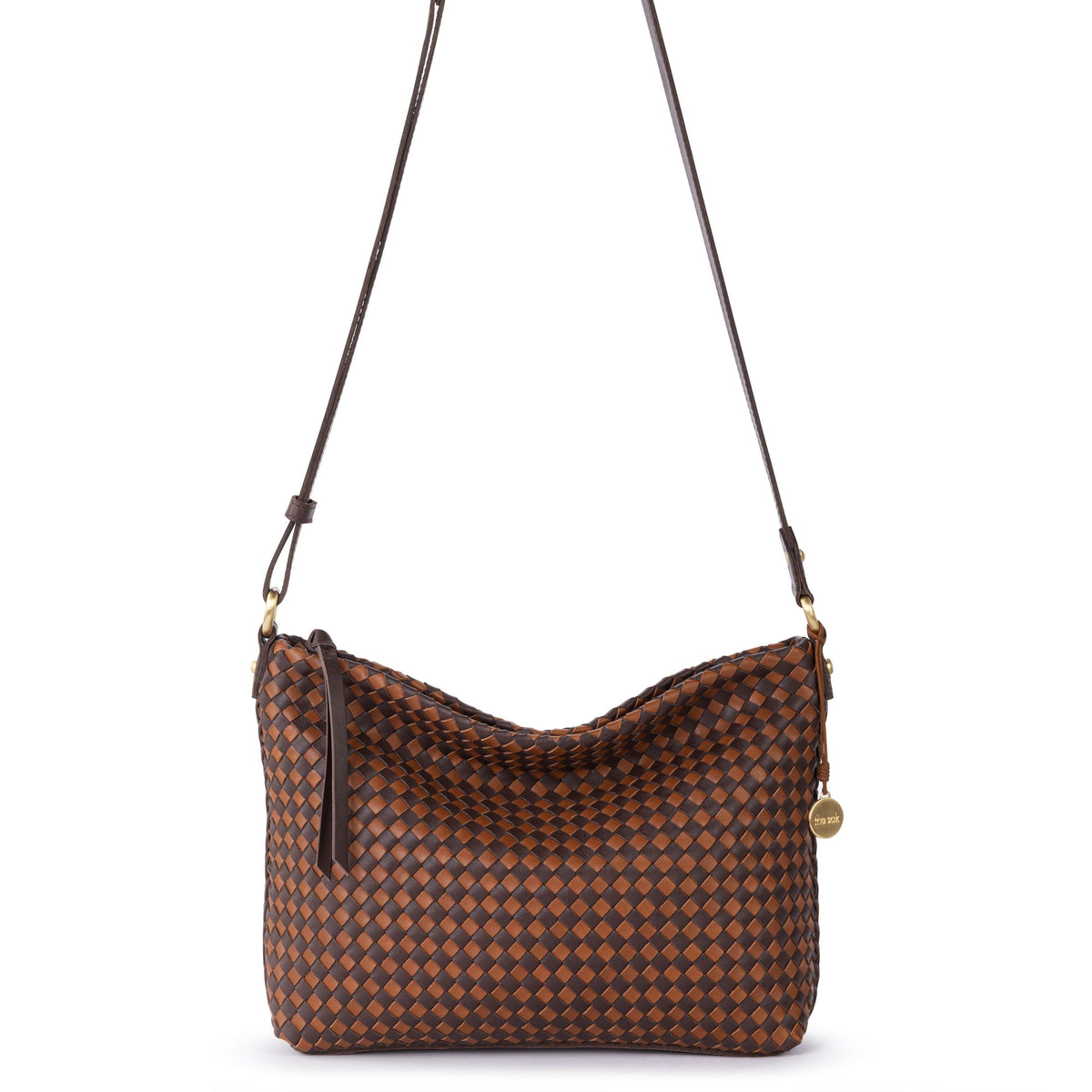 The Sak Melrose Crossbody - Leather - Mahogany Cognac Woven