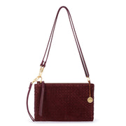 Vita Convertible Wristlet - Leather - Black Cherry Suede Woven