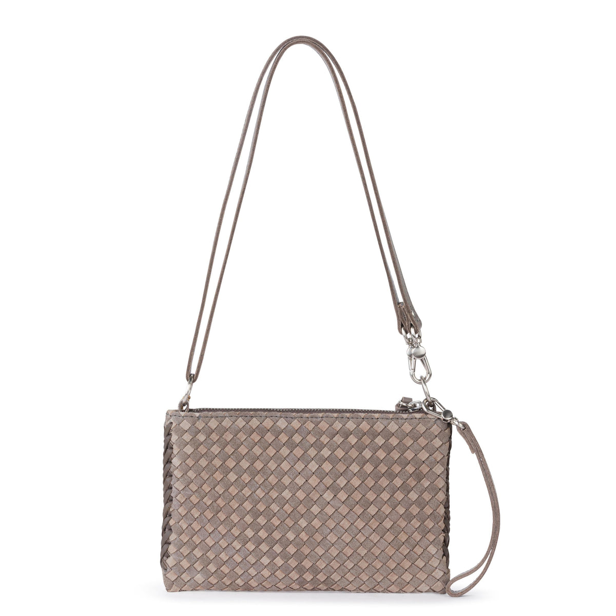 The Sak Vita Convertible Wristlet - Leather - Mushroom Sand Suede Woven