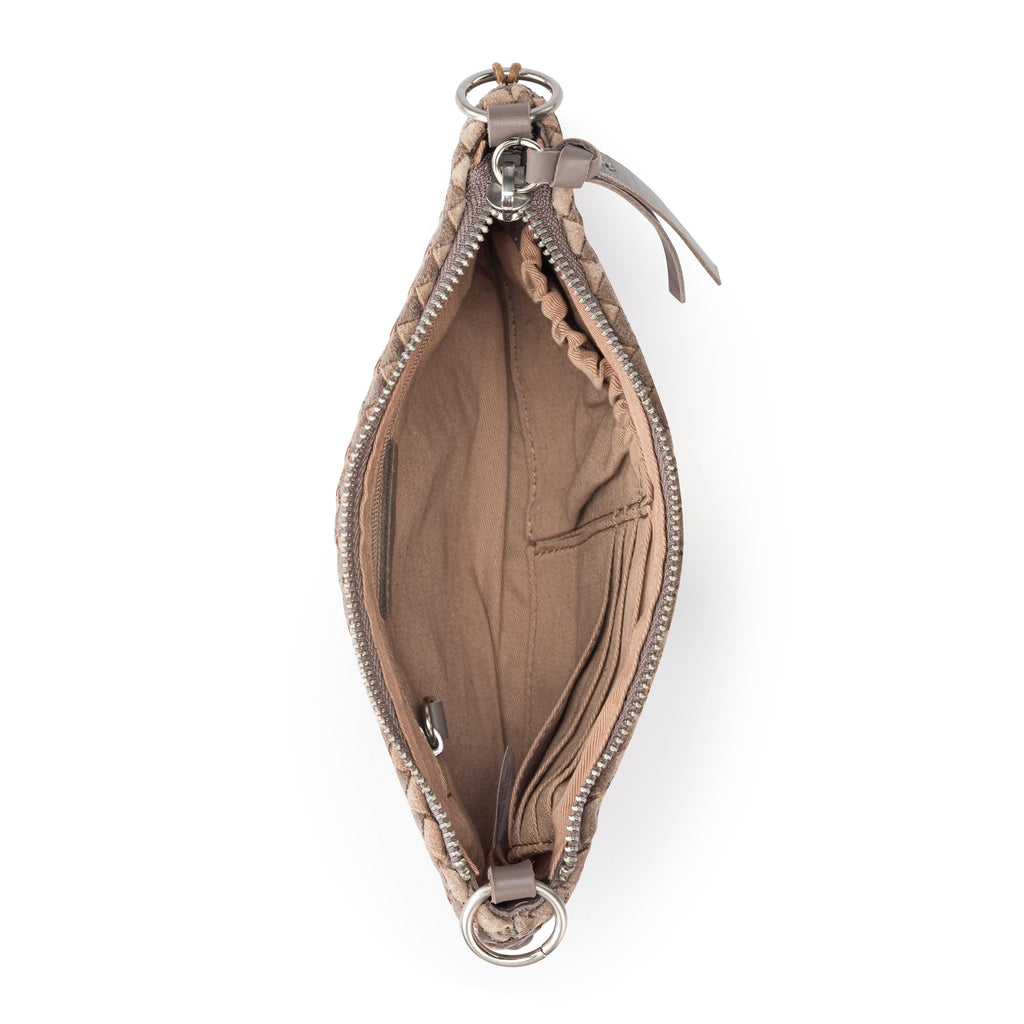 The Sak Vita Convertible Wristlet - Leather - Mushroom Sand Suede Woven