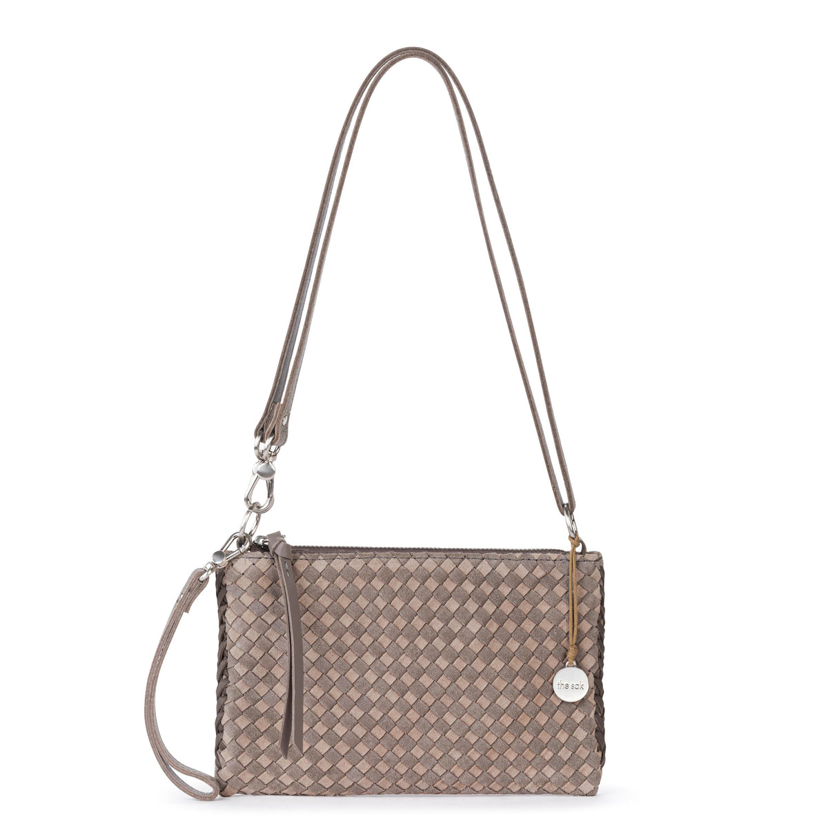 The Sak Vita Convertible Wristlet - Leather - Mushroom Sand Suede Woven