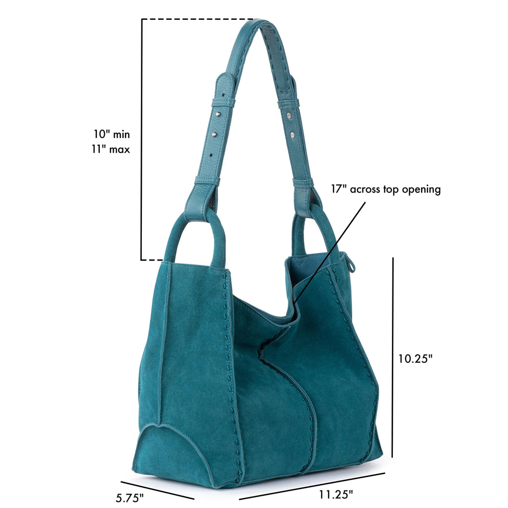 The Sak Los Feliz Medium Tote - Leather - Deep Teal Suede