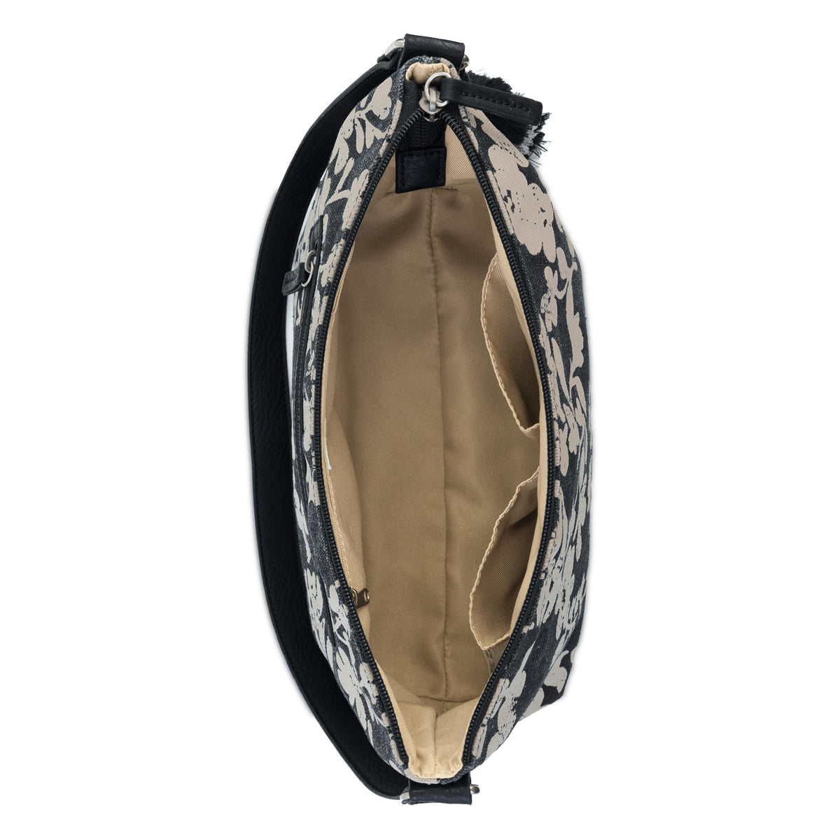 Sakroots Banyan Hobo - Canvas - Black and White Shadow Floral