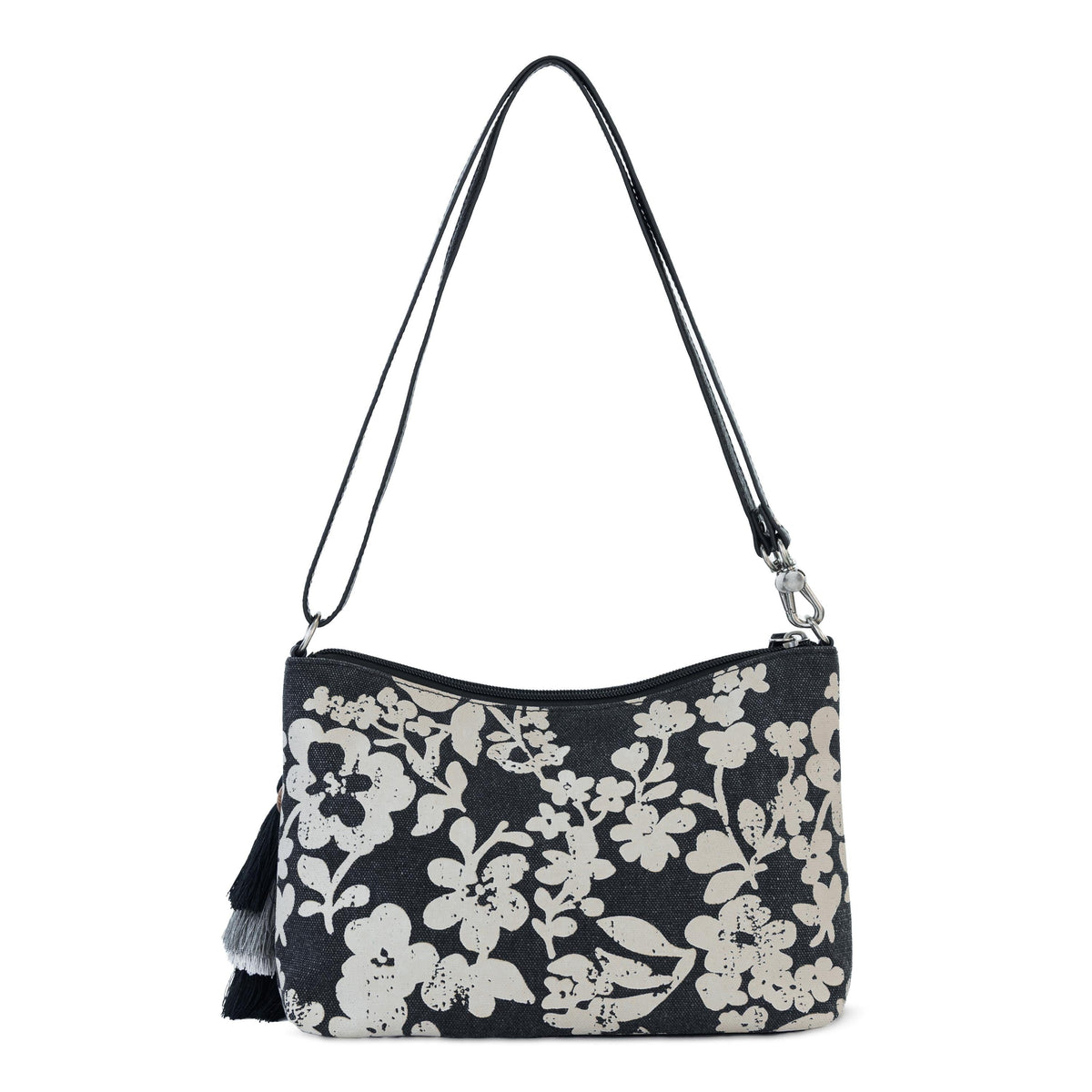 Sakroots Lumi Crossbody - Canvas - Black and White Shadow Floral