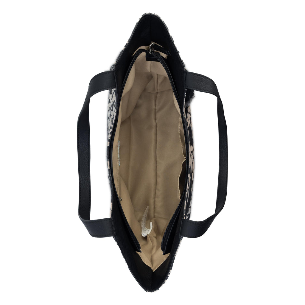 Sakroots Roma Tote - Canvas - Black and White Shadow Floral