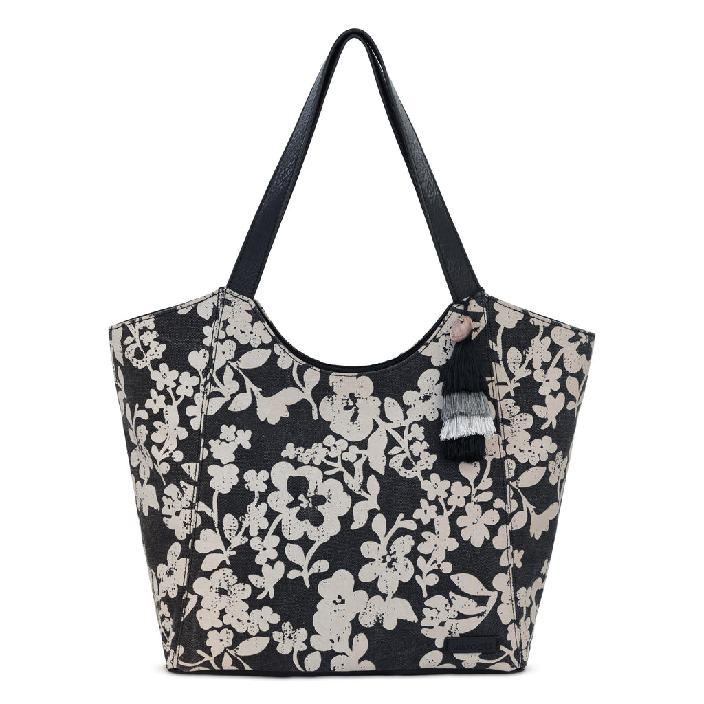 Sakroots Roma Tote - Canvas - Black and White Shadow Floral
