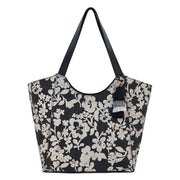 Roma Tote - Canvas - Black and White Shadow Floral