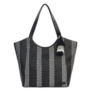 Roma Tote - Straw - Black Metallic Woven